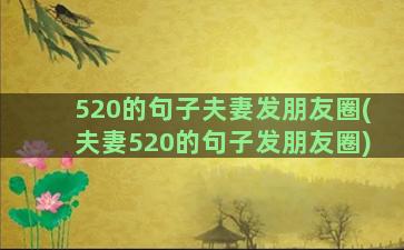 520的句子夫妻发朋友圈(夫妻520的句子发朋友圈)