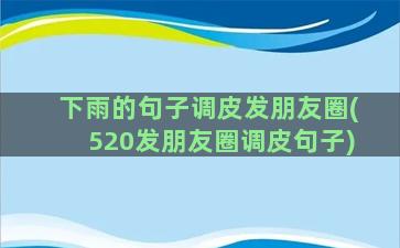 下雨的句子调皮发朋友圈(520发朋友圈调皮句子)