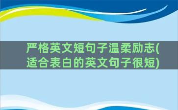 严格英文短句子温柔励志(适合表白的英文句子很短)