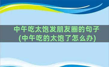 中午吃太饱发朋友圈的句子(中午吃的太饱了怎么办)