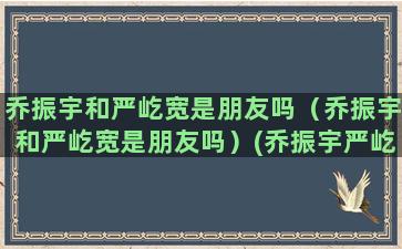 乔振宇和严屹宽是朋友吗（乔振宇和严屹宽是朋友吗）(乔振宇严屹宽电视剧)