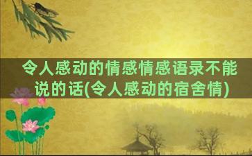 令人感动的情感情感语录不能说的话(令人感动的宿舍情)