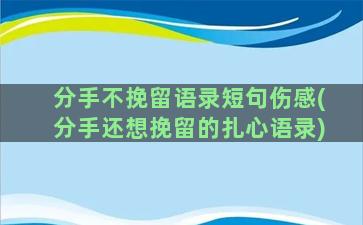 分手不挽留语录短句伤感(分手还想挽留的扎心语录)