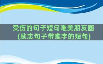 受伤的句子短句唯美朋友圈(励志句子带唯字的短句)