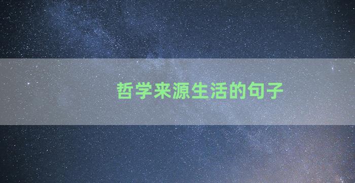 哲学来源生活的句子