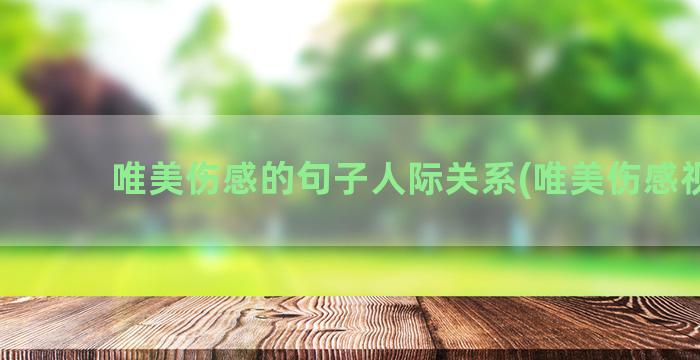 唯美伤感的句子人际关系(唯美伤感视频)