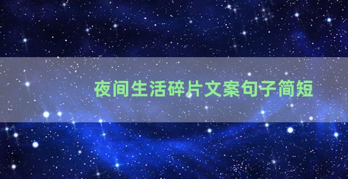 夜间生活碎片文案句子简短