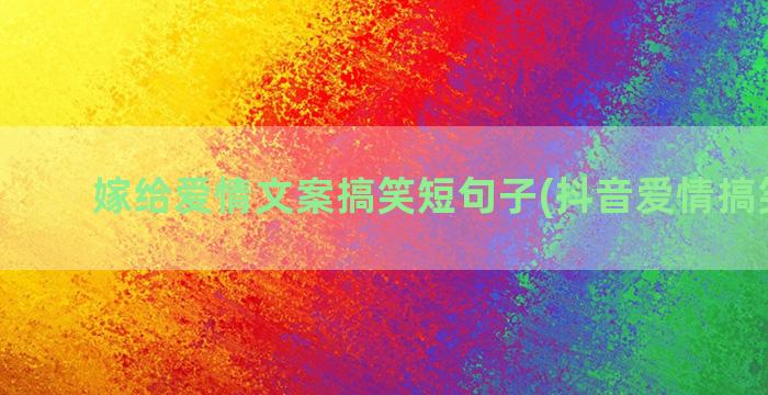 嫁给爱情文案搞笑短句子(抖音爱情搞笑文案)