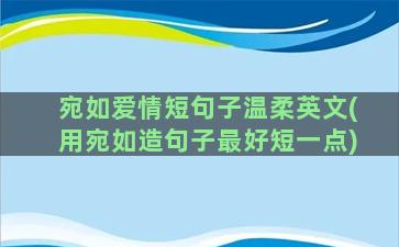 宛如爱情短句子温柔英文(用宛如造句子最好短一点)