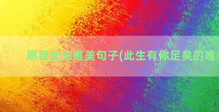 愿我此生唯美句子(此生有你足矣的唯美句子)