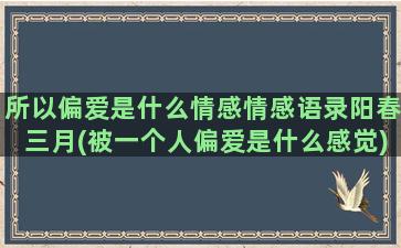 所以偏爱是什么情感情感语录阳春三月(被一个人偏爱是什么感觉)