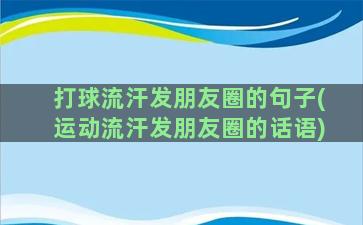 打球流汗发朋友圈的句子(运动流汗发朋友圈的话语)