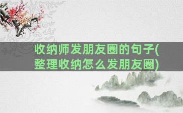 收纳师发朋友圈的句子(整理收纳怎么发朋友圈)