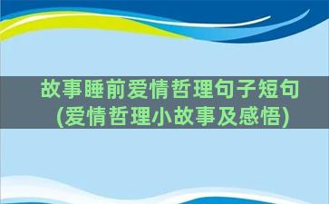 故事睡前爱情哲理句子短句(爱情哲理小故事及感悟)