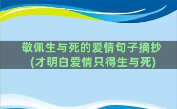 敬佩生与死的爱情句子摘抄(才明白爱情只得生与死)