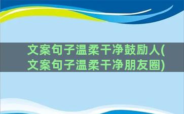 文案句子温柔干净鼓励人(文案句子温柔干净朋友圈)