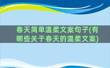 春天简单温柔文案句子(有哪些关于春天的温柔文案)