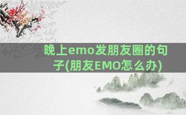 晚上emo发朋友圈的句子(朋友EMO怎么办)