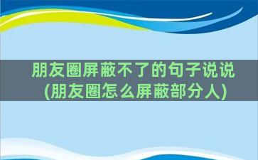 朋友圈屏蔽不了的句子说说(朋友圈怎么屏蔽部分人)