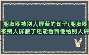 朋友圈被别人屏蔽的句子(朋友圈被别人屏蔽了还能看到他给别人评论吗)