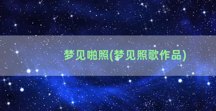 梦见啪照(梦见照歌作品)