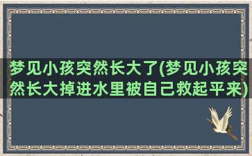 梦见小孩突然长大了(梦见小孩突然长大掉进水里被自己救起平来)