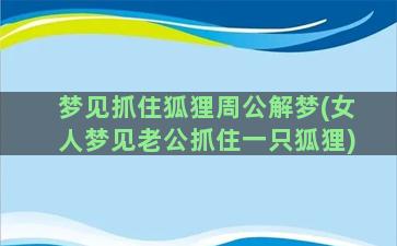 梦见抓住狐狸周公解梦(女人梦见老公抓住一只狐狸)