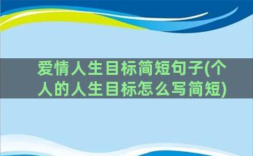 爱情人生目标简短句子(个人的人生目标怎么写简短)