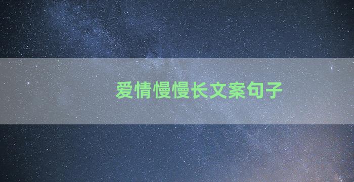 爱情慢慢长文案句子