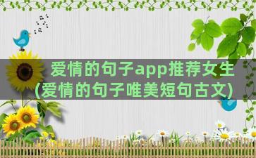 爱情的句子app推荐女生(爱情的句子唯美短句古文)