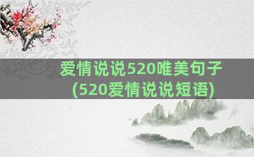 爱情说说520唯美句子(520爱情说说短语)