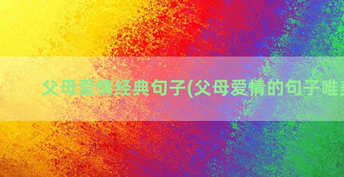 父母爱情经典句子(父母爱情的句子唯美短句)