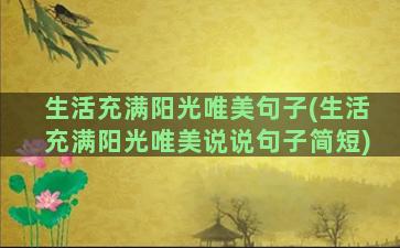 生活充满阳光唯美句子(生活充满阳光唯美说说句子简短)