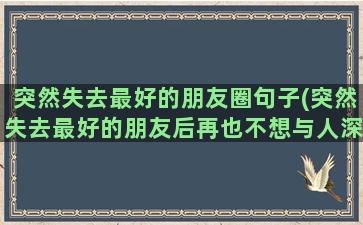 突然失去最好的朋友圈句子(突然失去最好的朋友后再也不想与人深交)