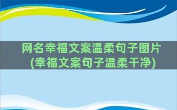 网名幸福文案温柔句子图片(幸福文案句子温柔干净)