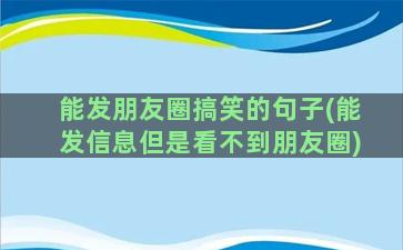 能发朋友圈搞笑的句子(能发信息但是看不到朋友圈)