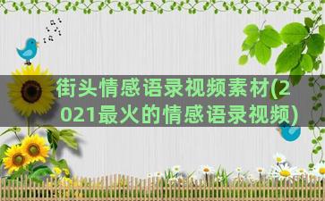 街头情感语录视频素材(2021最火的情感语录视频)