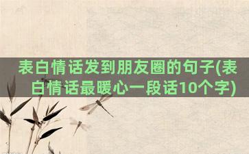 表白情话发到朋友圈的句子(表白情话最暖心一段话10个字)