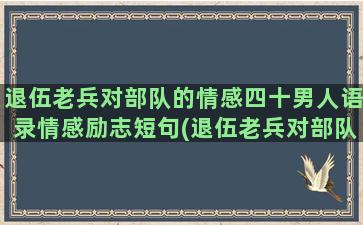 退伍老兵对部队的情感四十男人语录情感励志短句(退伍老兵对部队的所思所想)