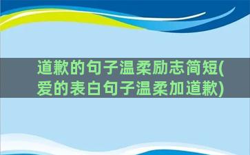 道歉的句子温柔励志简短(爱的表白句子温柔加道歉)